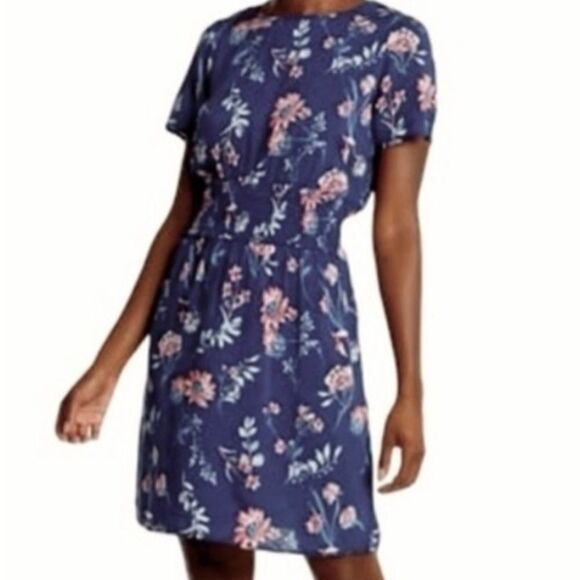 Caslon Blue Floral Mini Dress Size Medium - Picture 1 of 5